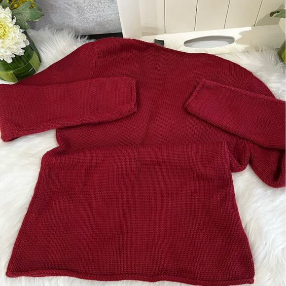 NEW Moda Intl Wool Classic V Neck Timeless Fisherman Rolled Hem Sweater XS NWOT - Picture 8 of 14